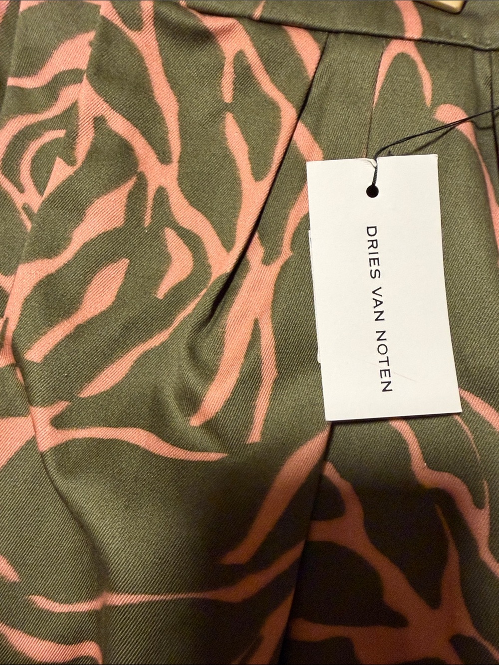 Dries Van Noten Olive and Pink Floral Midi Skirt - Picture 4 of 5
